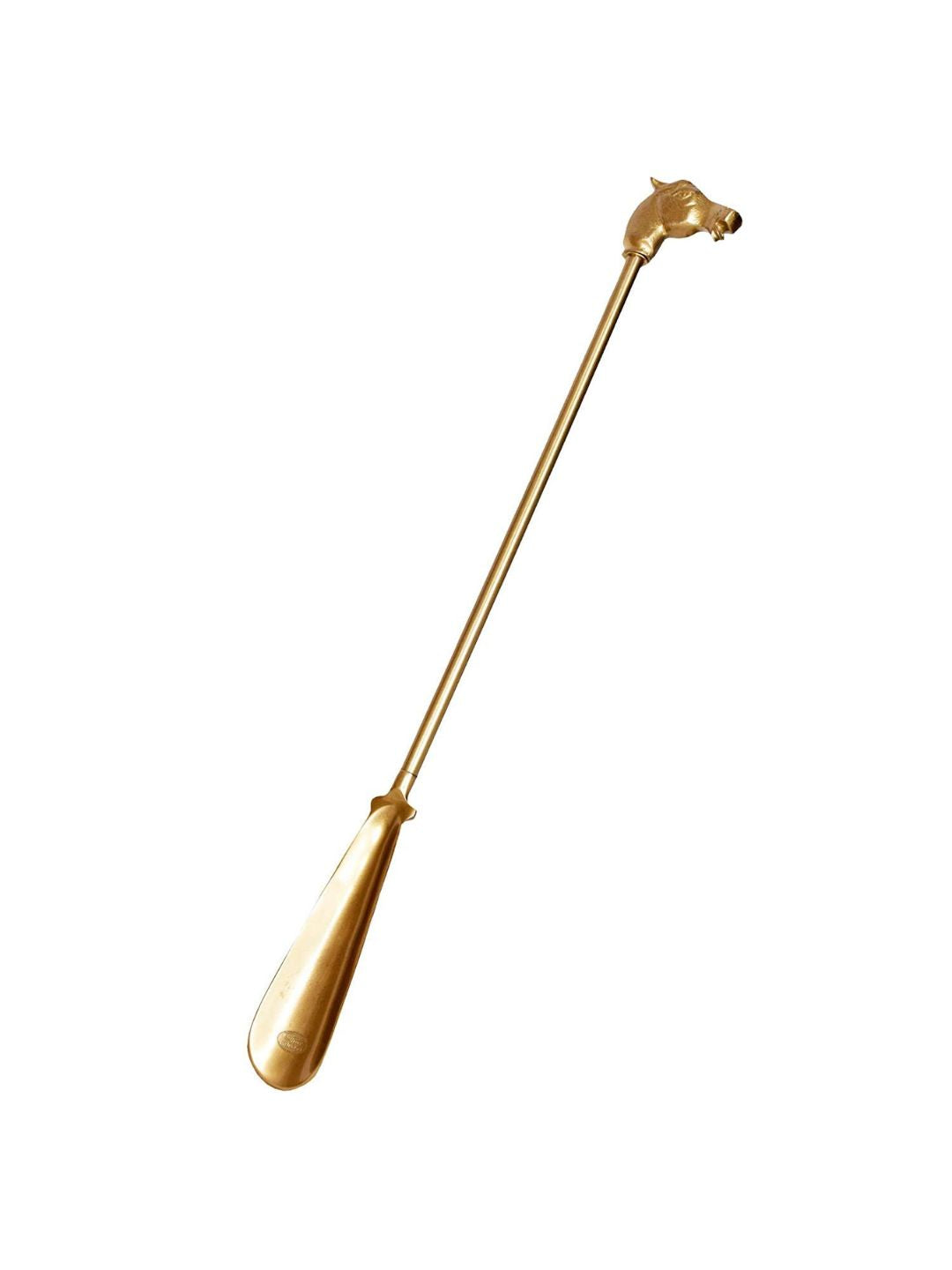 Shoe Mistri Premium Gold Aluminium Brass Coated Shoehorn - 24” Long Horse Head Handle
