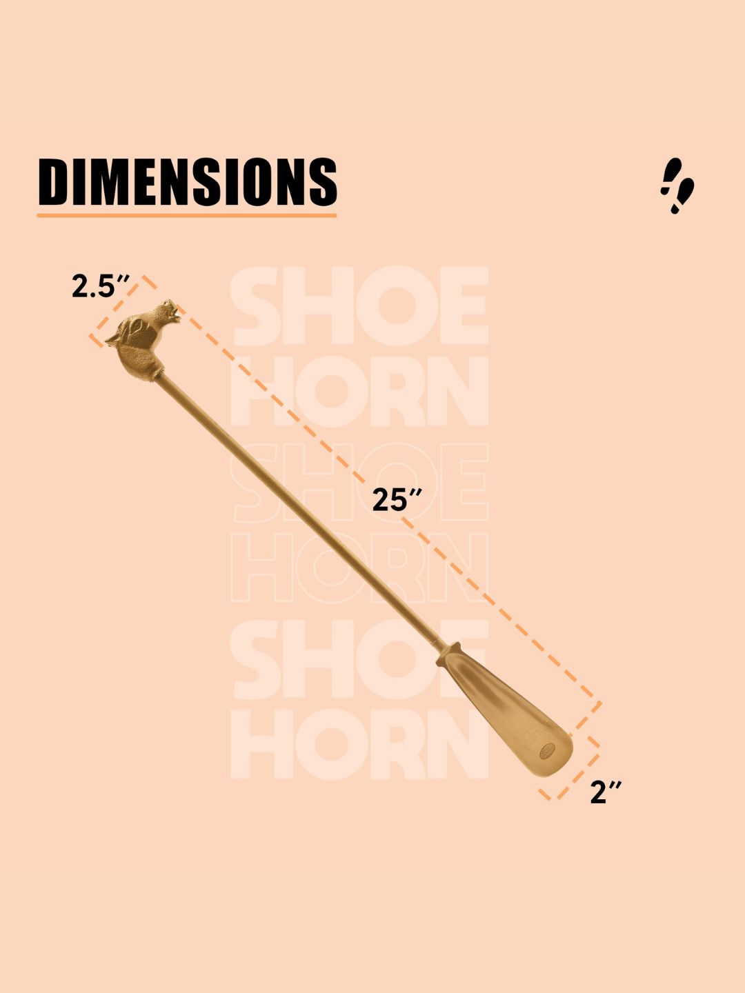 Shoe Mistri Premium Gold Aluminium Brass Coated Shoehorn - 24” Long Horse Head Handle