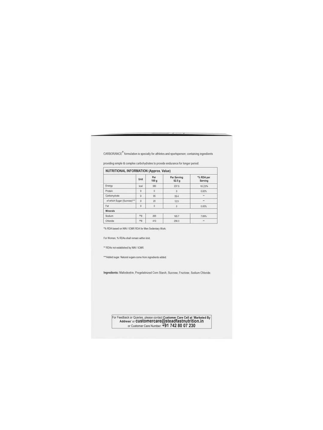 Steadfast Nutrition Carborance Multi-Source Carbohydrates (Pack of 30 Sachets)