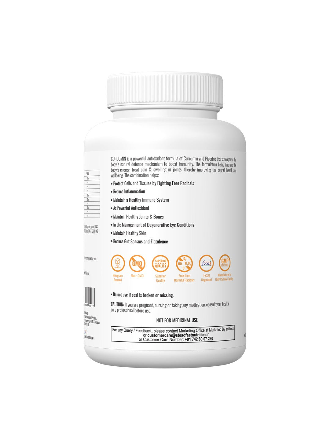 Steadfast Nutrition Curcumin Piperine Supplement (Pack of 60 Tablets)