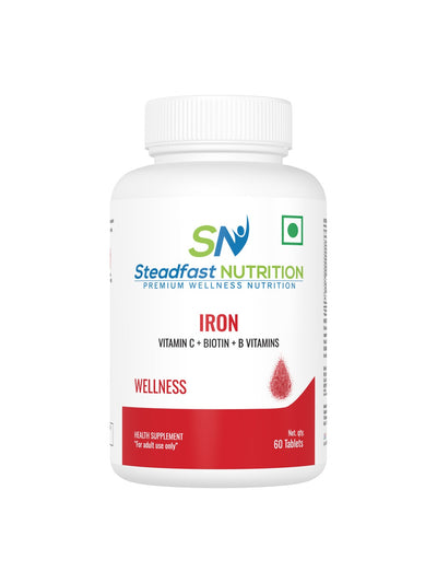 Steadfast Nutrition Iron with Vitamin C, Biotin & B Vitamins (Pack of 60 Tablets)
