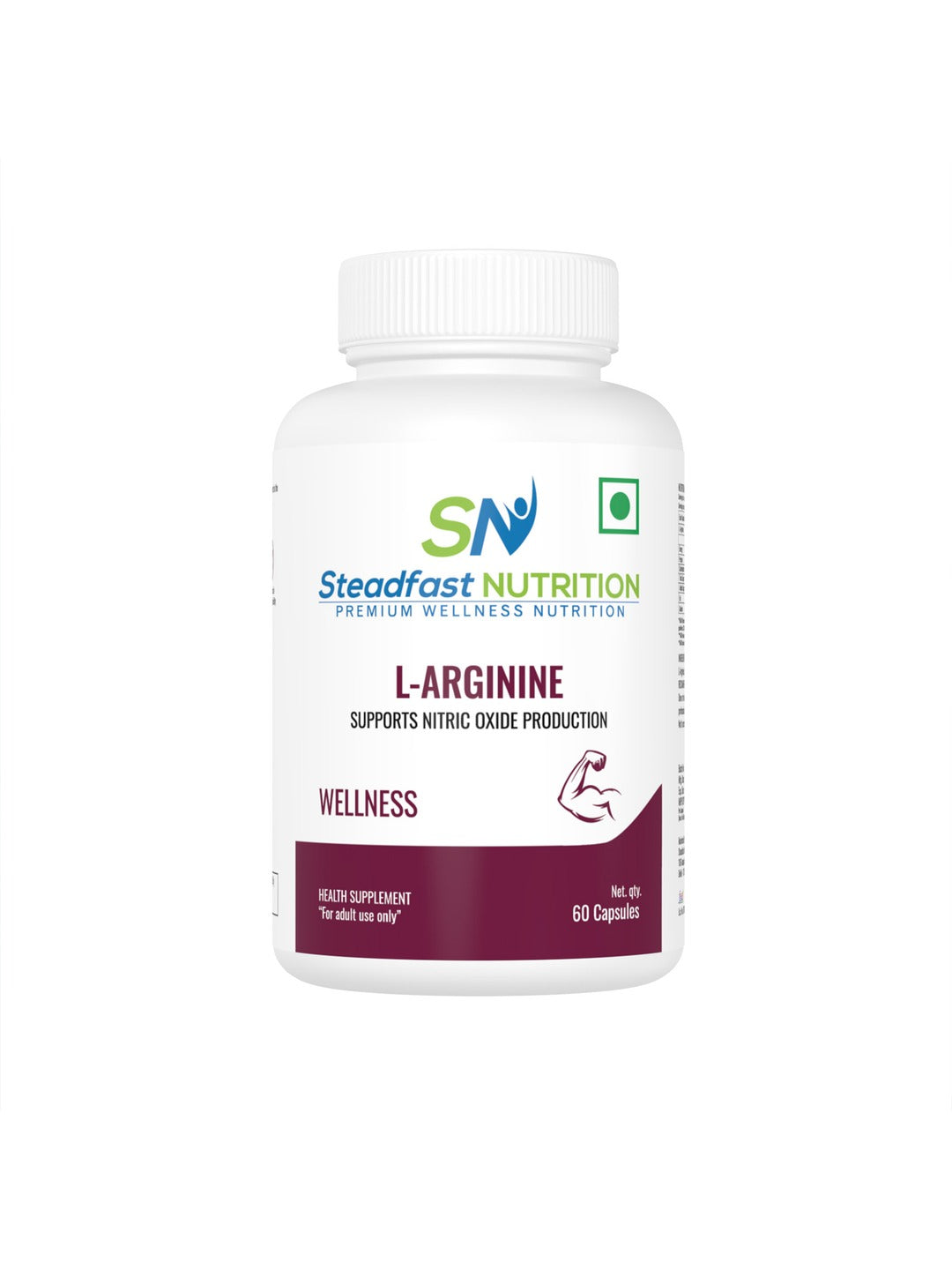 Steadfast Nutrition L-Arginine 500 mg Capsules (Pack of 60 Capsules)