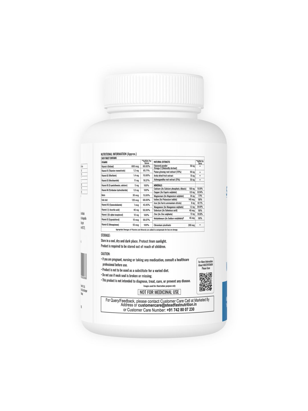 Steadfast Nutrition Multivitamin with Multiminerals & Omega-3 Fatty Acids (Pack of 60 Tablets)