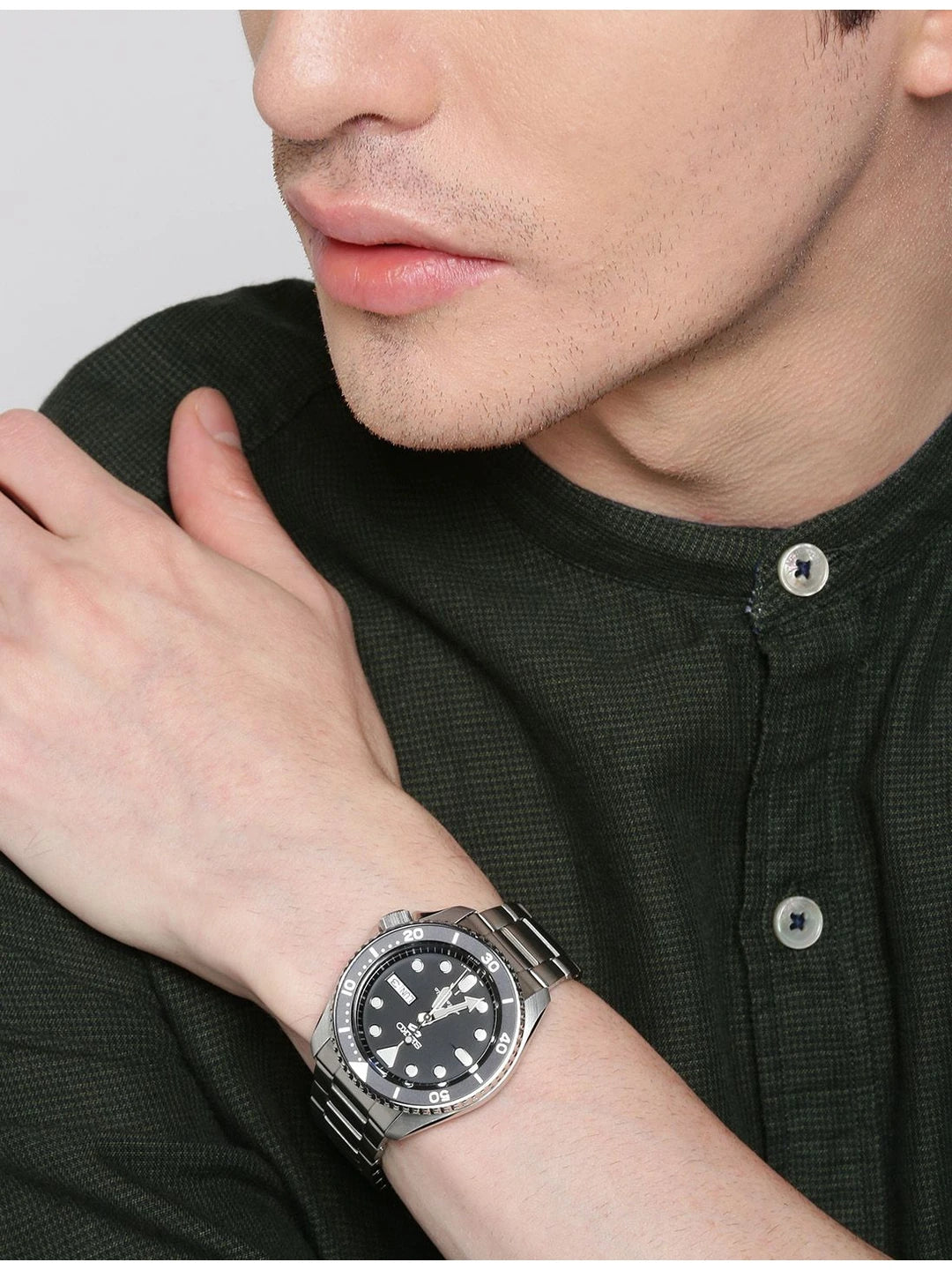 Seiko 5 Automatic Black Analogue Watch - SRPD55K1