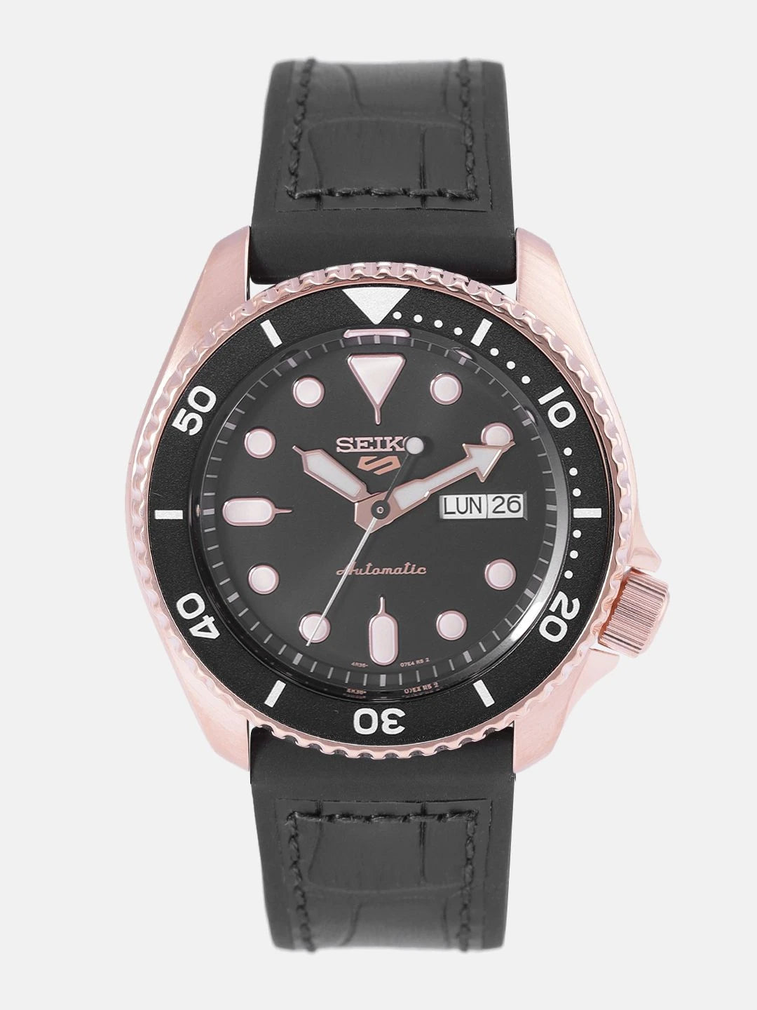 Seiko Black Automatic Skeleton Analogue Watch - SRPD76K1