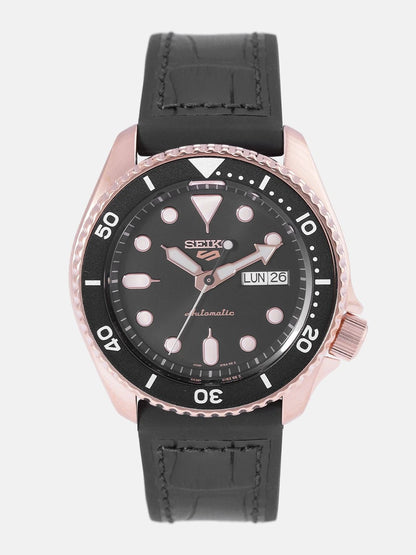 Seiko Black Automatic Skeleton Analogue Watch - SRPD76K1