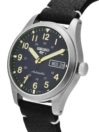Seiko Blue Dial & Black Leather Straps Analogue Automatic Watch - SRPG39K1
