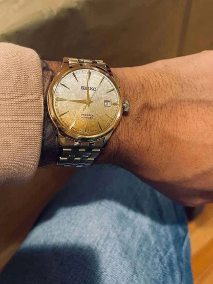 Seiko Presage Round Gold Dial Analog Watch - SRPK46J1