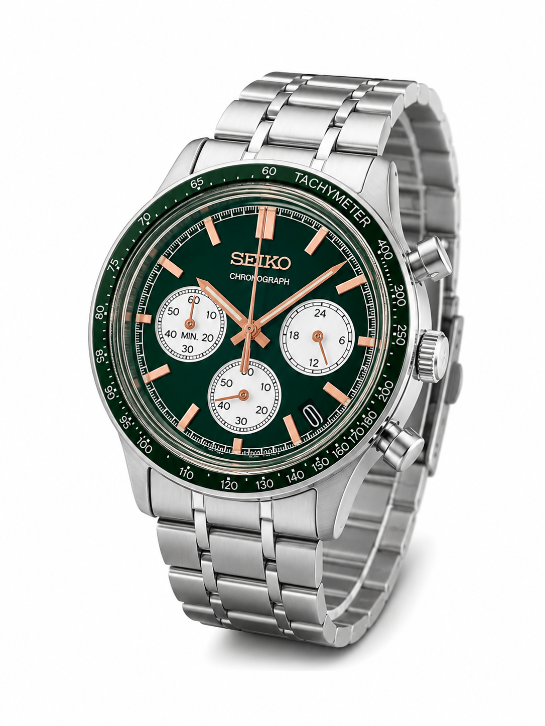 Seiko Patterned Dial & Stainless Steel Bracelet Style Strap Analogue Watch - SSB481P1