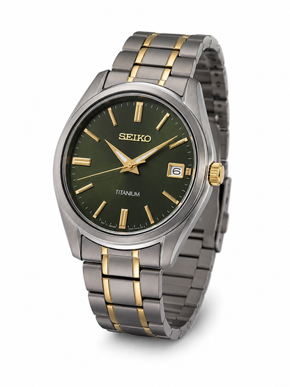 Seiko Round Green Dial Analog Watch - SUR377P1