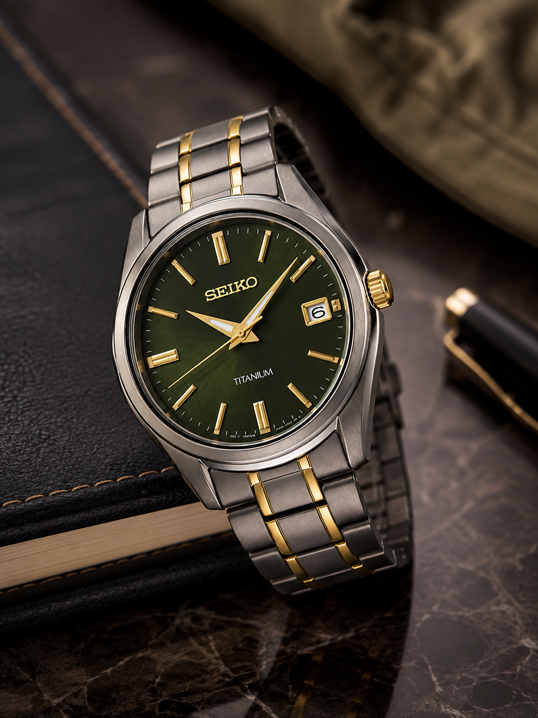 Seiko Round Green Dial Analog Watch - SUR377P1