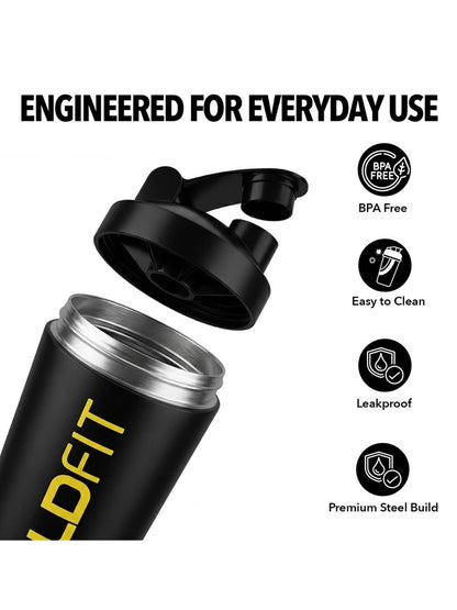 Boldfit Stainless Steel Protein Shaker 700ml with Shaker Ball