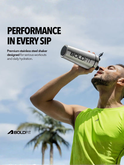 Boldfit Stainless Steel Protein Shaker 700ml with Shaker Ball