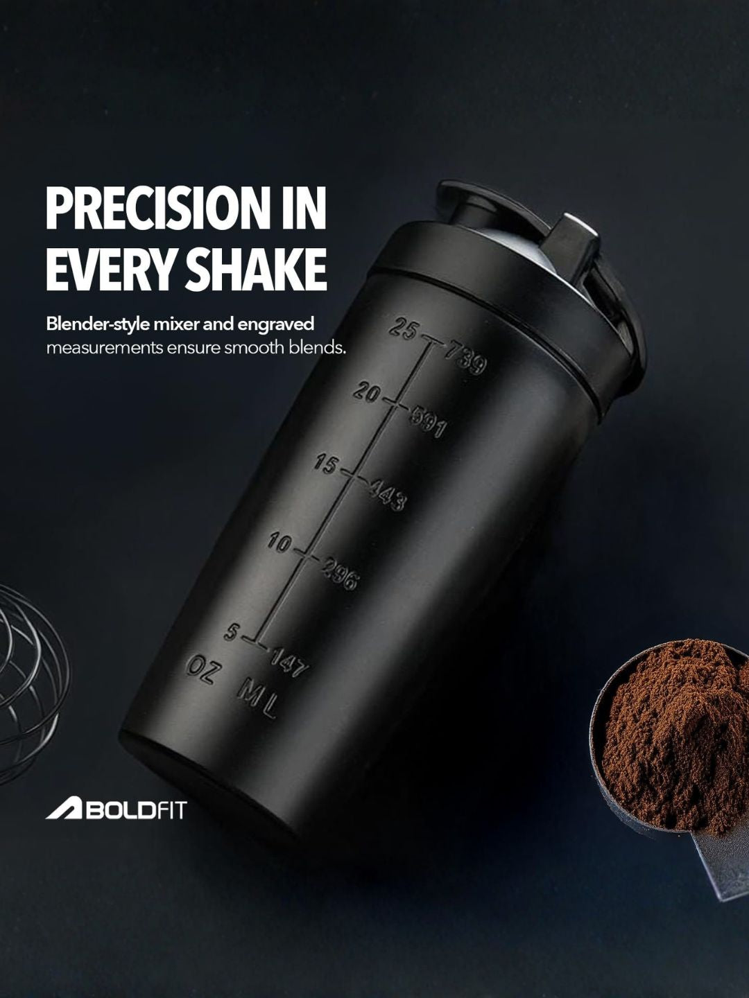 Boldfit Stainless Steel Protein Shaker 700ml with Shaker Ball