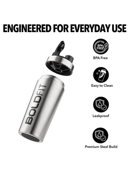 Boldfit Stainless Steel Protein Shaker 700ml with Blender Blade
