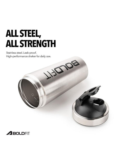 Boldfit Stainless Steel Protein Shaker 700ml with Blender Blade