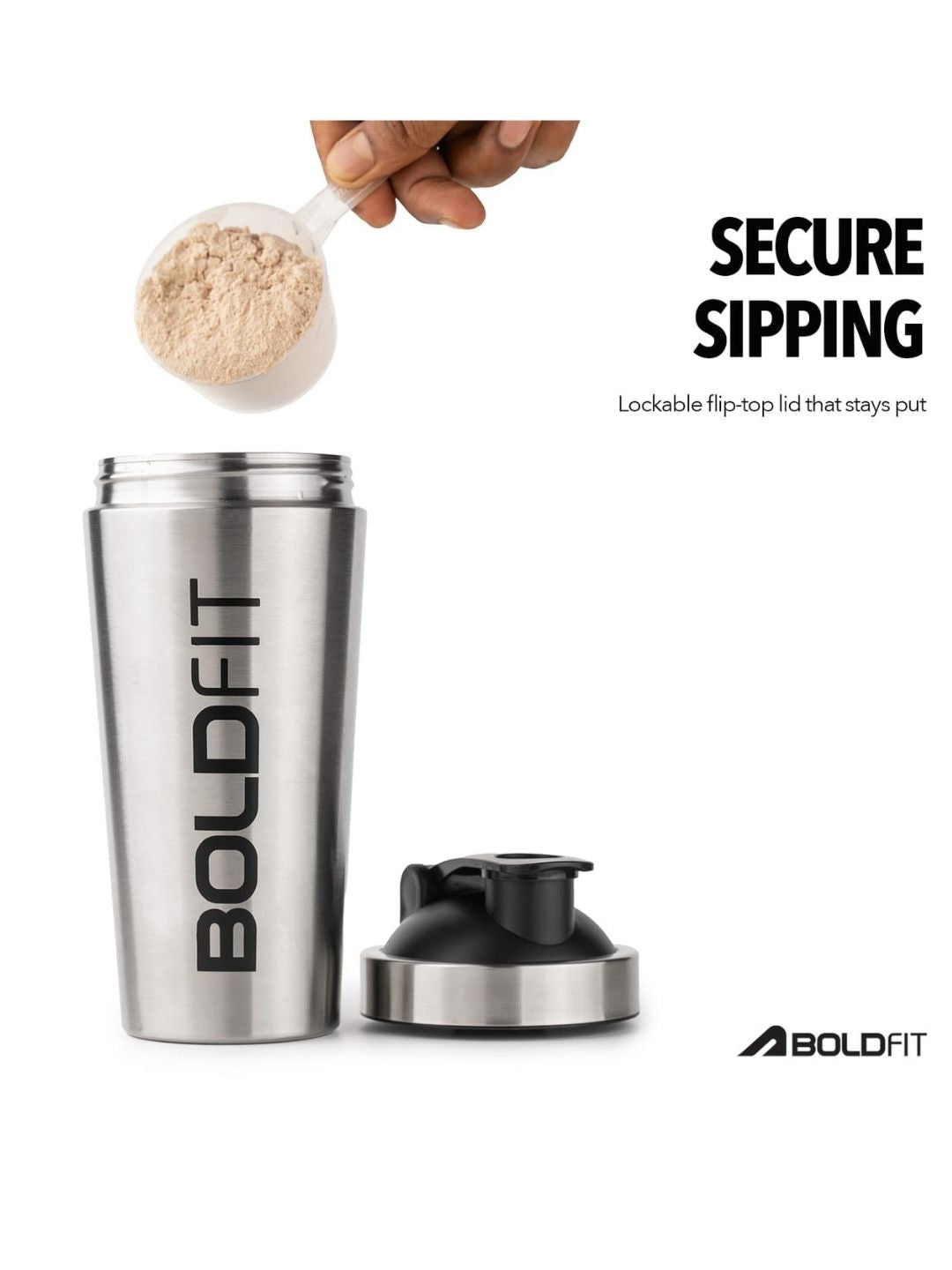 Boldfit Stainless Steel Protein Shaker 700ml with Blender Blade