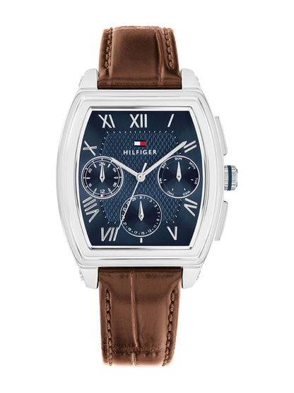 Tommy Hilfiger Rectangle Blue Dial Analog Watch With Multifunction Display & Leather Strap - TH1710760