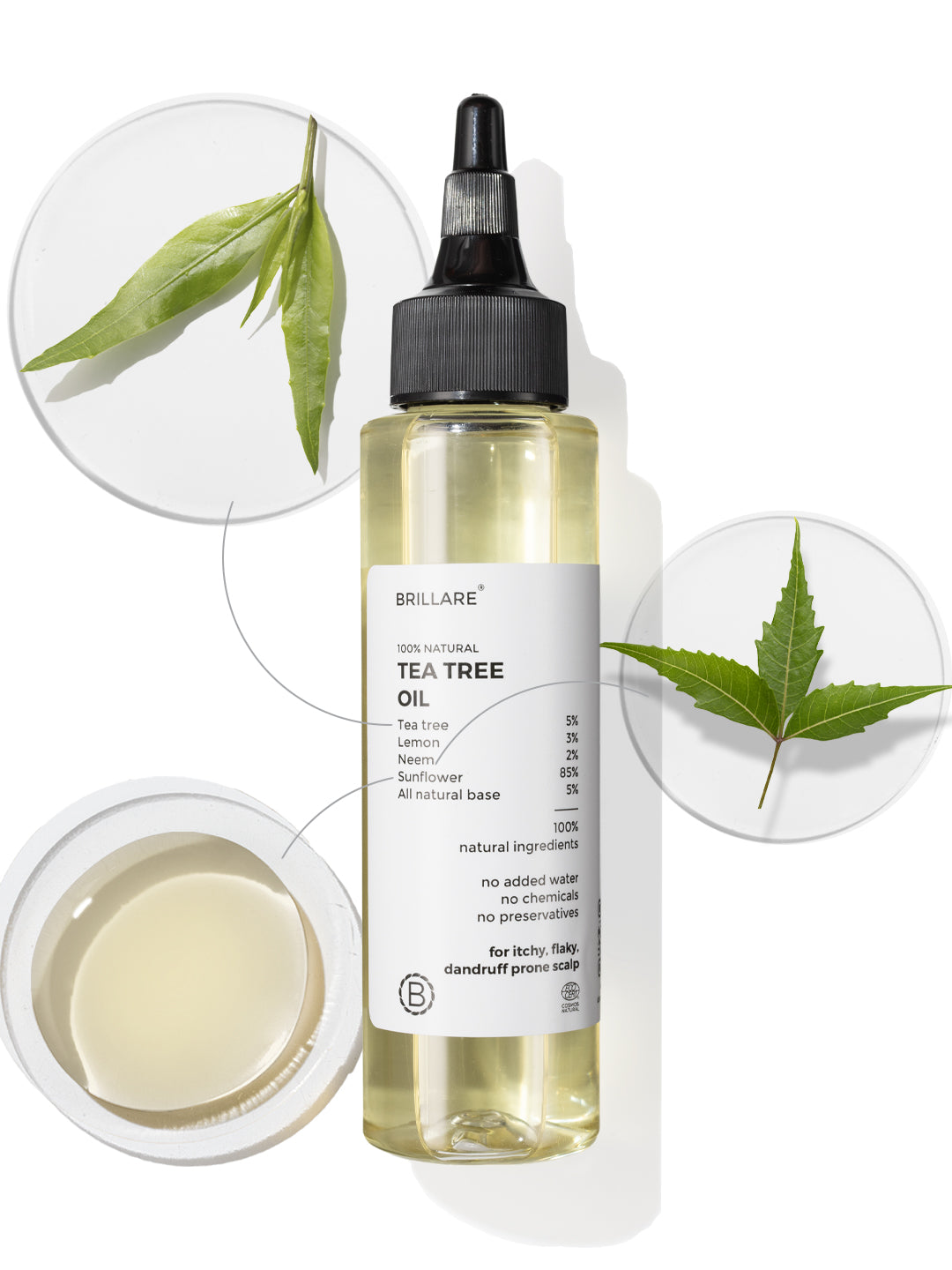 Brillare Tea Tree Oil For Itchy, Flaky, Dandruff Prone Scalp (100ml)