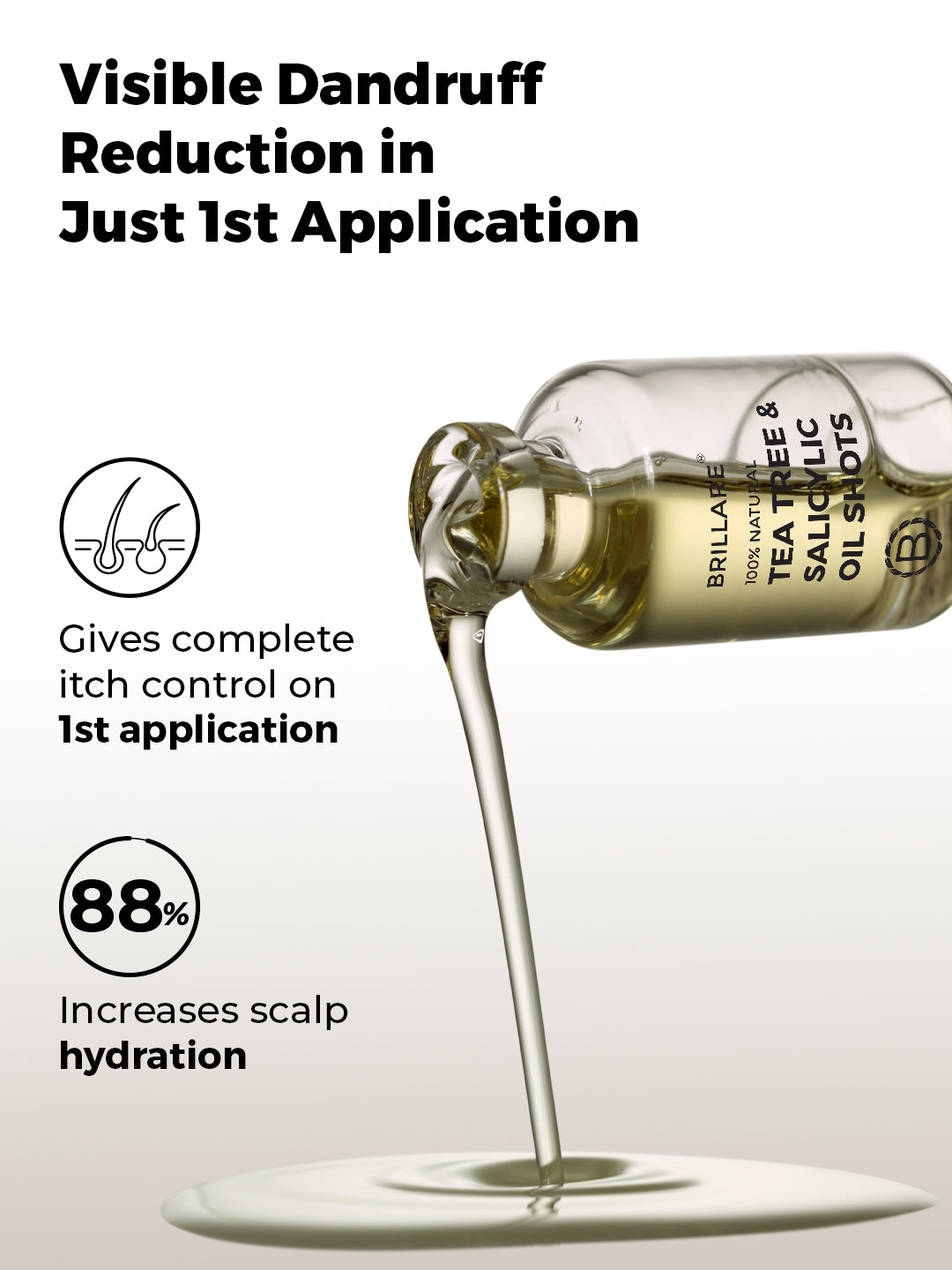 Brillare Tea Tree & Salicylic Oil Shots For Dry, Itchy Scalp To Fight Dandruff (6ml x 8)