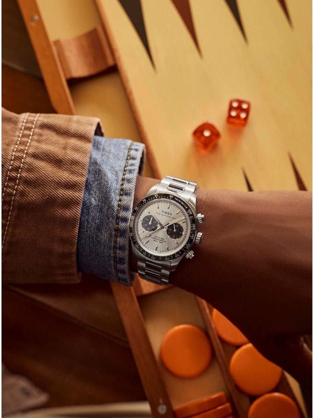 Timex Dial & Stainless Steel Bracelet Style Straps Analogue Chronograph Watch - TW2Y70500IK