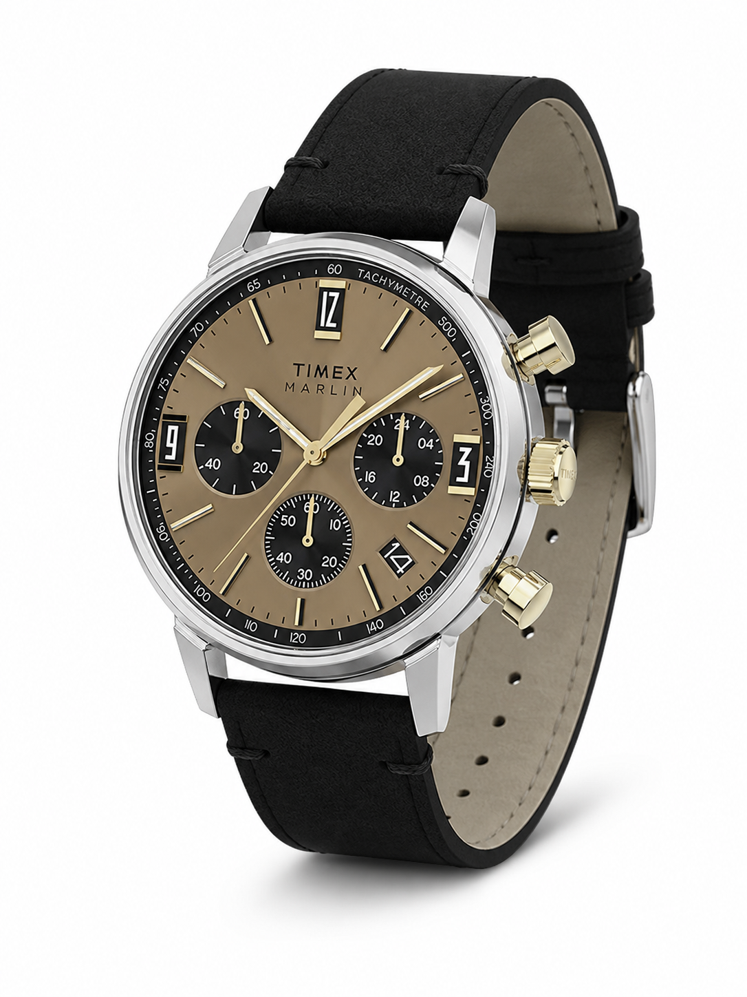 Timex Dial & Leather Strap Analogue Chronograph Watch - TWEG26709