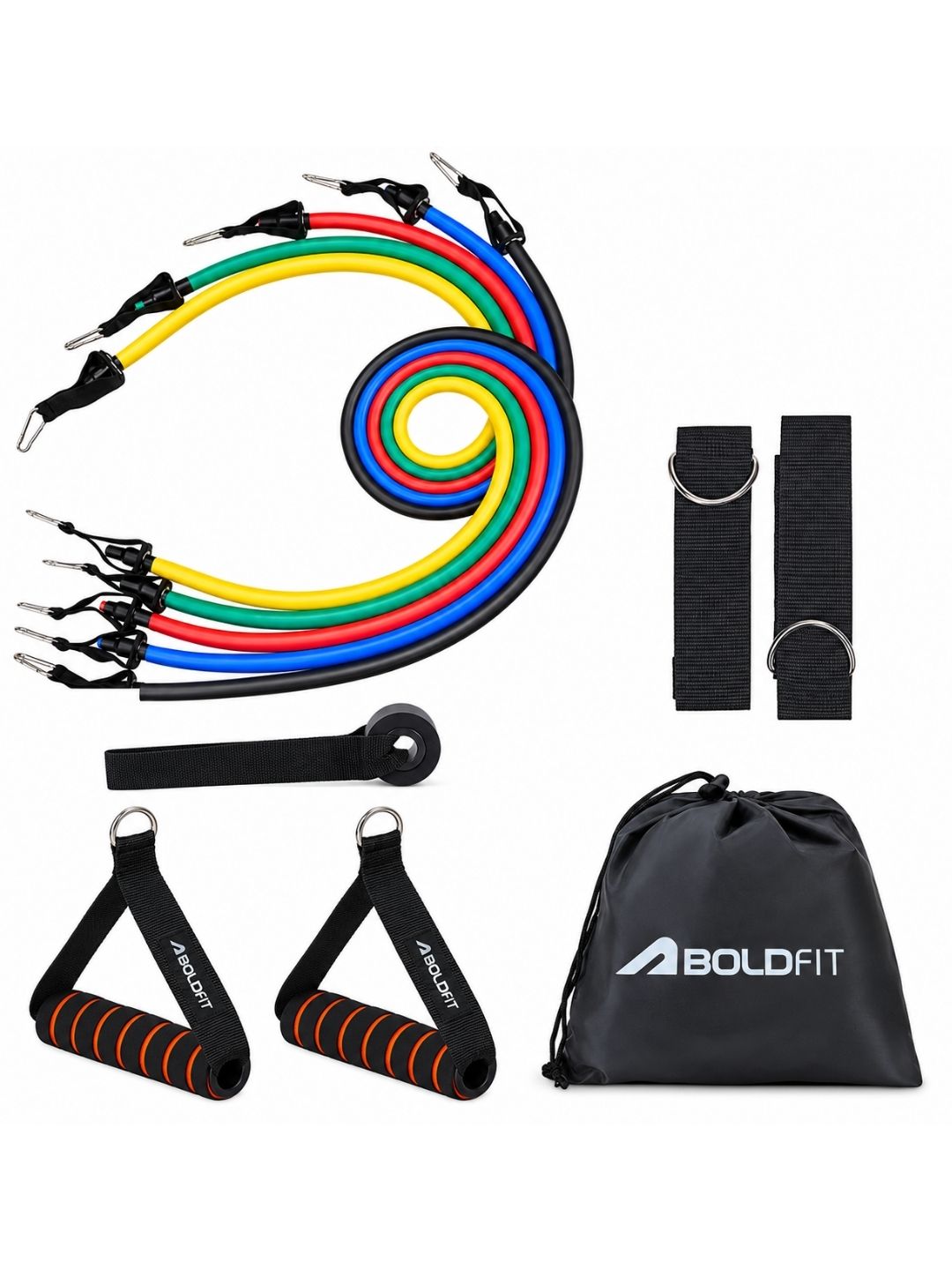 Boldfit Resistance Tube Set with Handles & Door Anchor (11 Pieces)