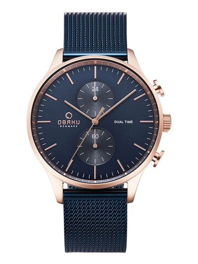 Obaku Round Blue Dial Analog Watch With Metal Strap - V196GUVLML
