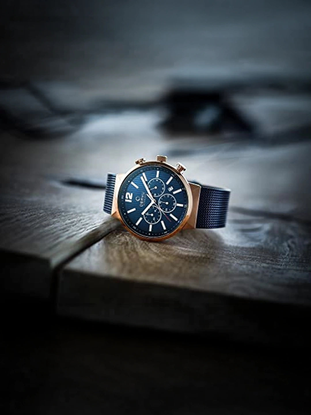 Obaku Round Blue Dial Analog Watch With Metal Strap - V196GUVLML