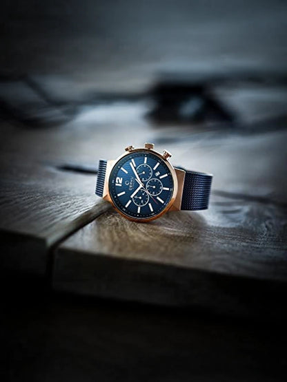Obaku Round Blue Dial Analog Watch With Metal Strap - V196GUVLML