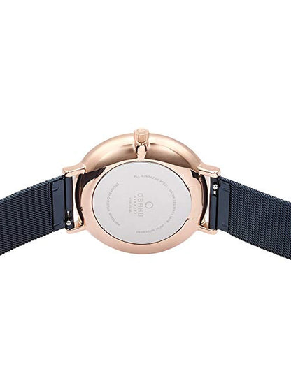 Obaku Round Blue Dial Analog Watch With Metal Strap - V235GXVLML
