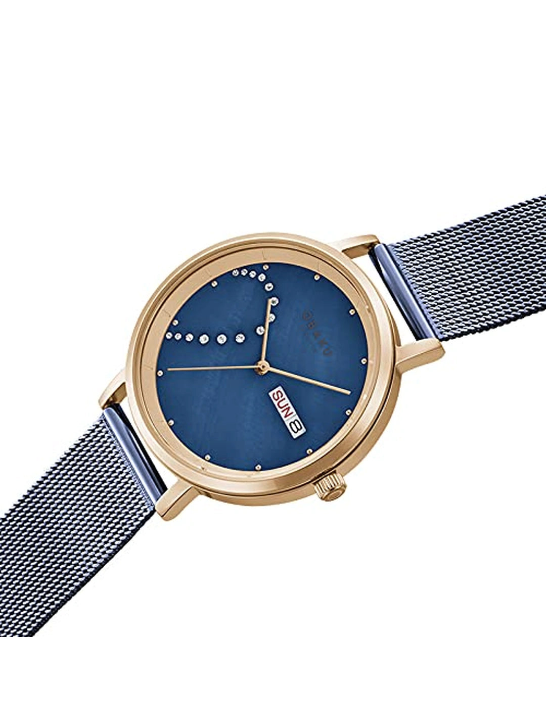 Obaku Round Blue Dial Analog Watch With Metal Strap - V248GHVLML