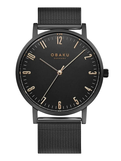 Obaku Round Black Dial Analog Watch With Metal Strap - V248GXBBMB