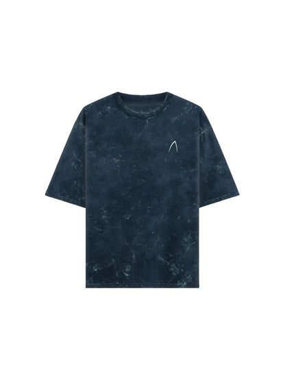 Arya Navy Blue Oversized Zodiac Aquarius Print Half Sleeve Cotton T-Shirt