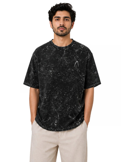 Arya Black Oversized Zodiac Capricorn Print Half Sleeve Cotton T-Shirt