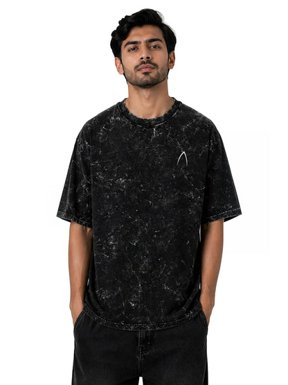 Arya Black Oversized Zodiac Leo Print Half Sleeve Cotton T-Shirt