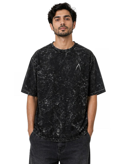 Arya Black Oversized Zodiac Libra Print Half Sleeve Cotton T-Shirt