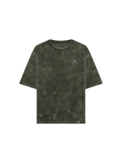 Arya Olive Green Oversized Zodiac Libra Print Half Sleeve Cotton T-Shirt