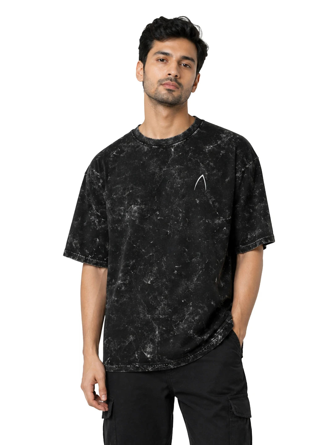 Arya Black Oversized Zodiac Sagittarius Print Half Sleeve Cotton T-Shirt