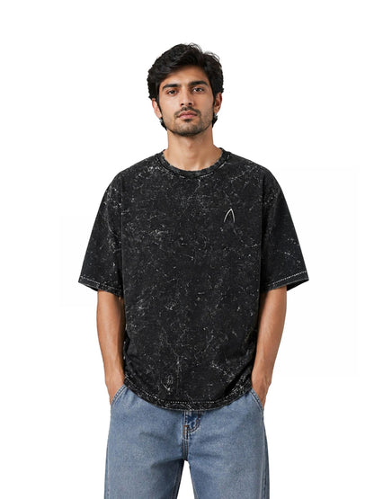 Arya Black Oversized Zodiac Taurus Print Half Sleeve Cotton T-Shirt